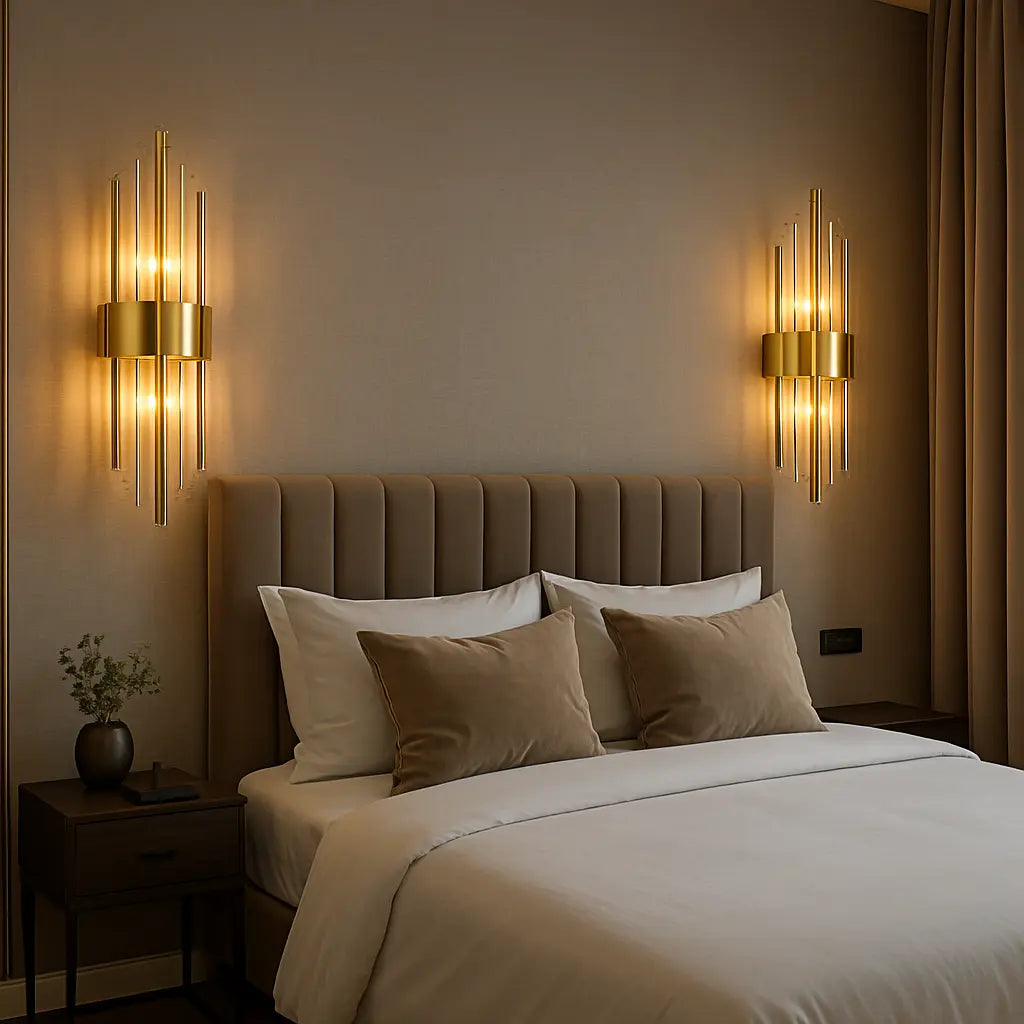 Schicke nordische moderne Goldwandlampe