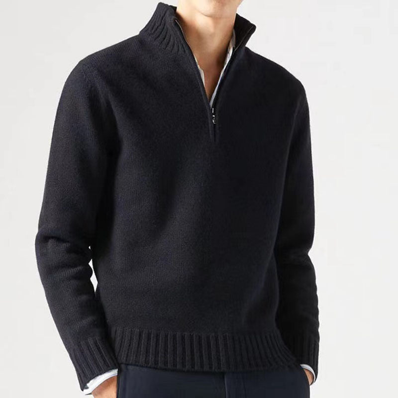 Bequemer und stilvoller Herrenpullover mit halbem Reißverschluss