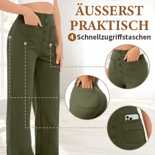 Damen Casual Hohe Taille Stretch-Hose