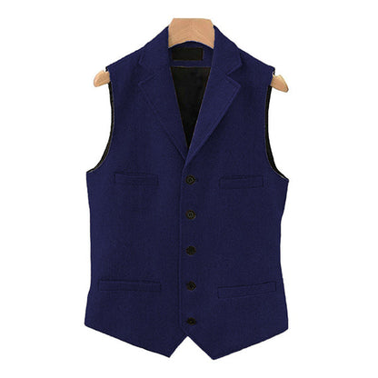 Herren Vintage Weste aus Wollmischung mit Reverskragen und Einreiher-Design
