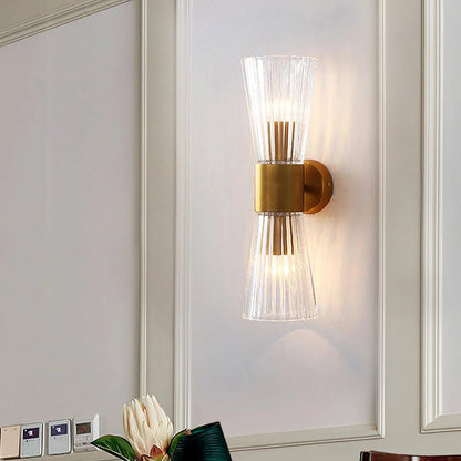 Modern Crystal Wall Sconce with Brass Finish