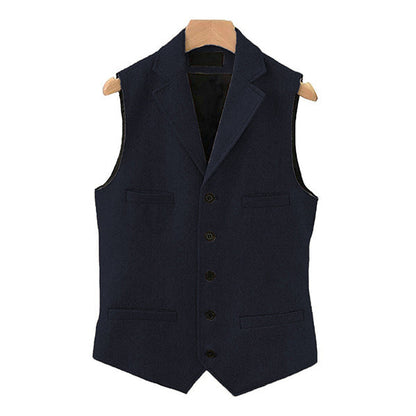 Herren Vintage Weste aus Wollmischung mit Reverskragen und Einreiher-Design