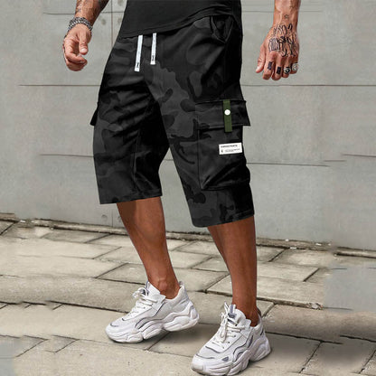 Lässige Herren-Capri-Cargohose mit Kordelzug