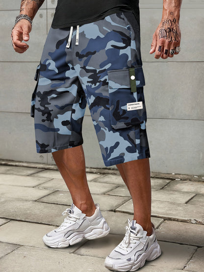 Lässige Herren-Capri-Cargohose mit Kordelzug