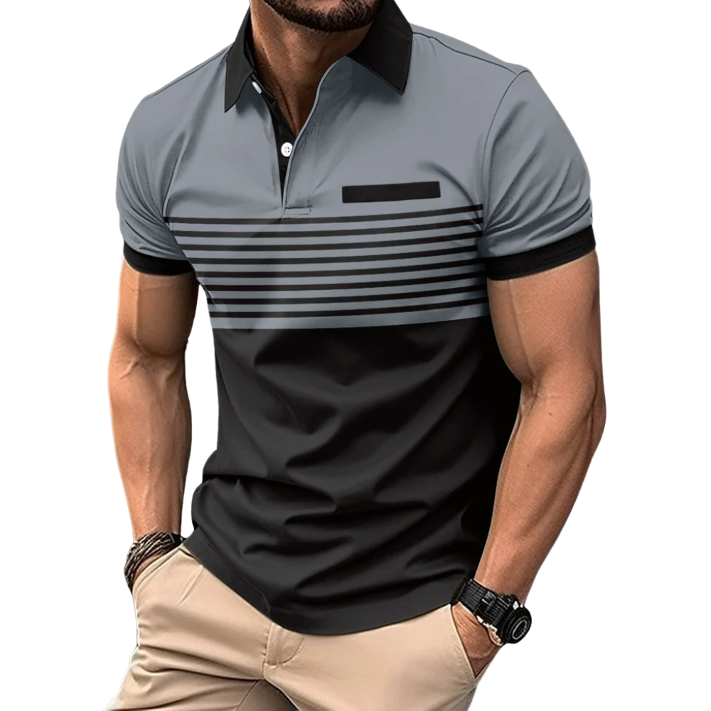 Herren Kurzarm Polohemd mit Kragen und Streifenoptik