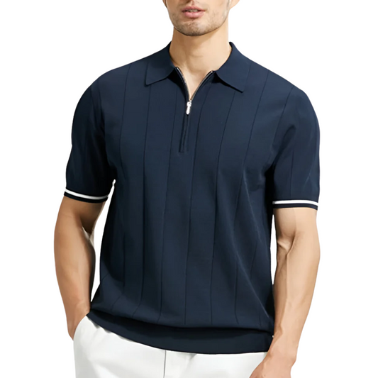Herren Strickpolo mit Reißverschlusskragen im modernen Stil