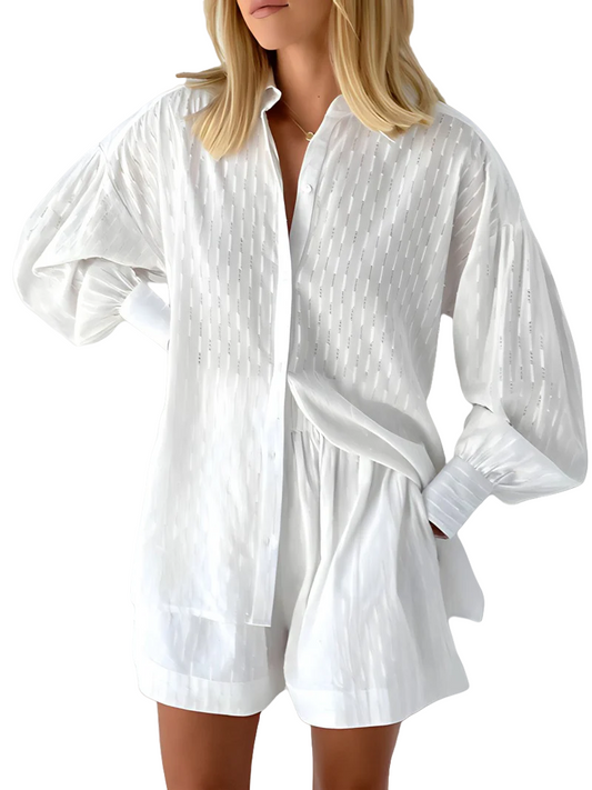 Zweiteiliges Sommer-Set für Damen aus Bluse und Shorts – Luftig & Stilvoll