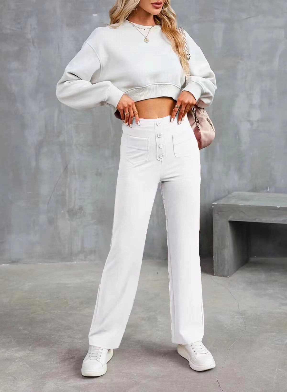 Damen Casual Hohe Taille Stretch-Hose