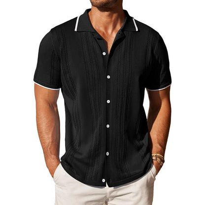 Herren Gestricktes Kurzarm-Poloshirt mit Knopfleiste