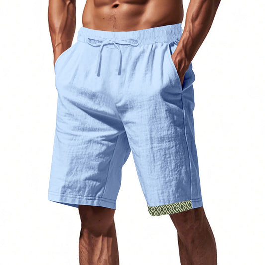 Herren Baumwoll-Leinen Shorts mit elastischem Bund