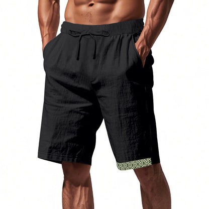 Herren Baumwoll-Leinen Shorts mit elastischem Bund