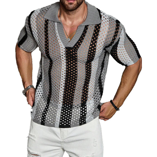 Herren Strickpolo mit Mesh