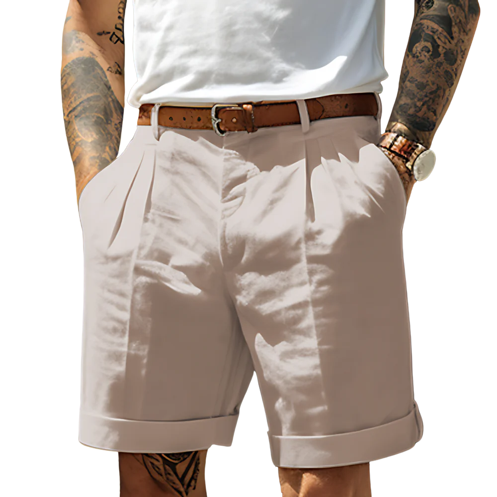 Herren Leinen-Shorts mit Bundfalte