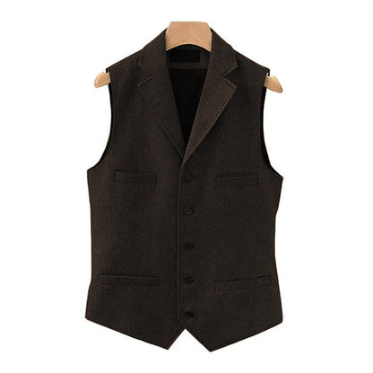 Herren Vintage Weste aus Wollmischung mit Reverskragen und Einreiher-Design