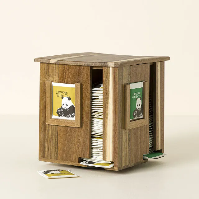 Drehbare Teebox aus Holz mit Fächern