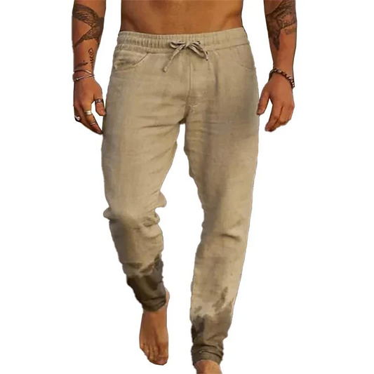 Herrenhose aus Baumwollmischung mit Kordelzug und elastischem Bund – locker geschnittene Strandhose