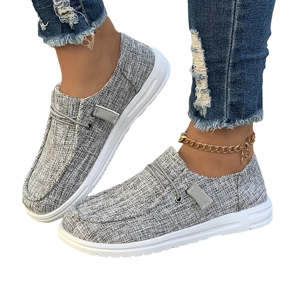 Damen Slip-On Sneaker mit Leinenstruktur und rutschfester Sohle