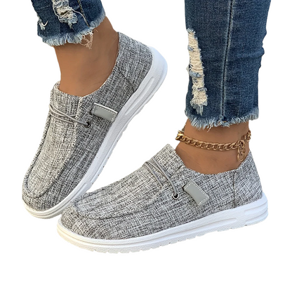 Damen Slip-On Sneaker mit Leinenstruktur und rutschfester Sohle