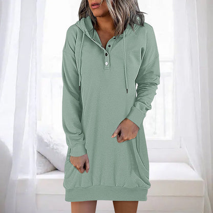 Damen Long Hoodie mit Kapuze im minimalistischen Stil