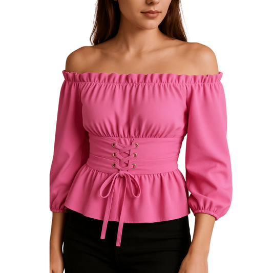 Bluse Damen Schulterfrei Polyester Elegante Bluse für Festliche Anlässe
