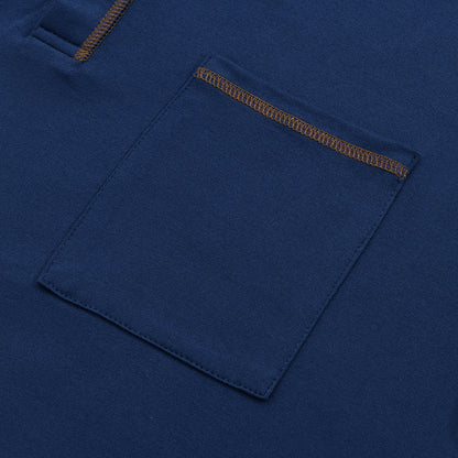 Herren Baumwollshirt mit Henleykragen und Farbakzenten