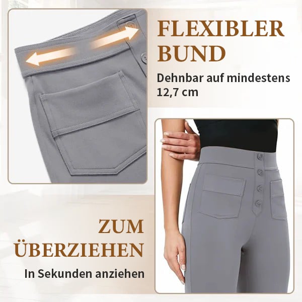 Damen Casual Hohe Taille Stretch-Hose