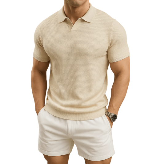 Herren Polo Shirt Strick – Smart Casual Poloshirt mit Struktur