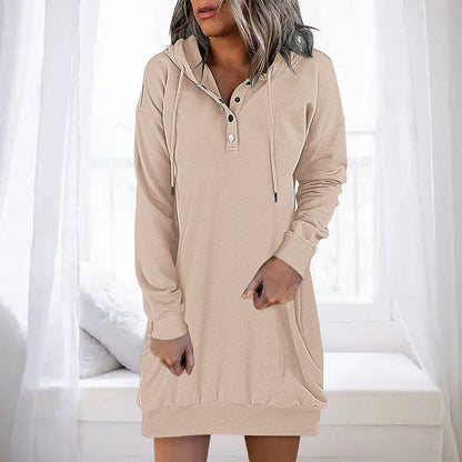 Damen Long Hoodie mit Kapuze im minimalistischen Stil