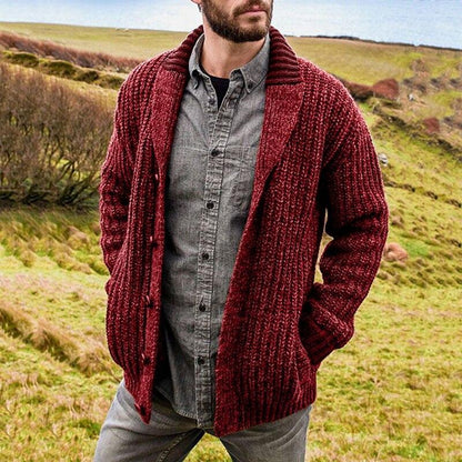 Herren Strickjacke im Grobstrickdesign für Herbst und Winter