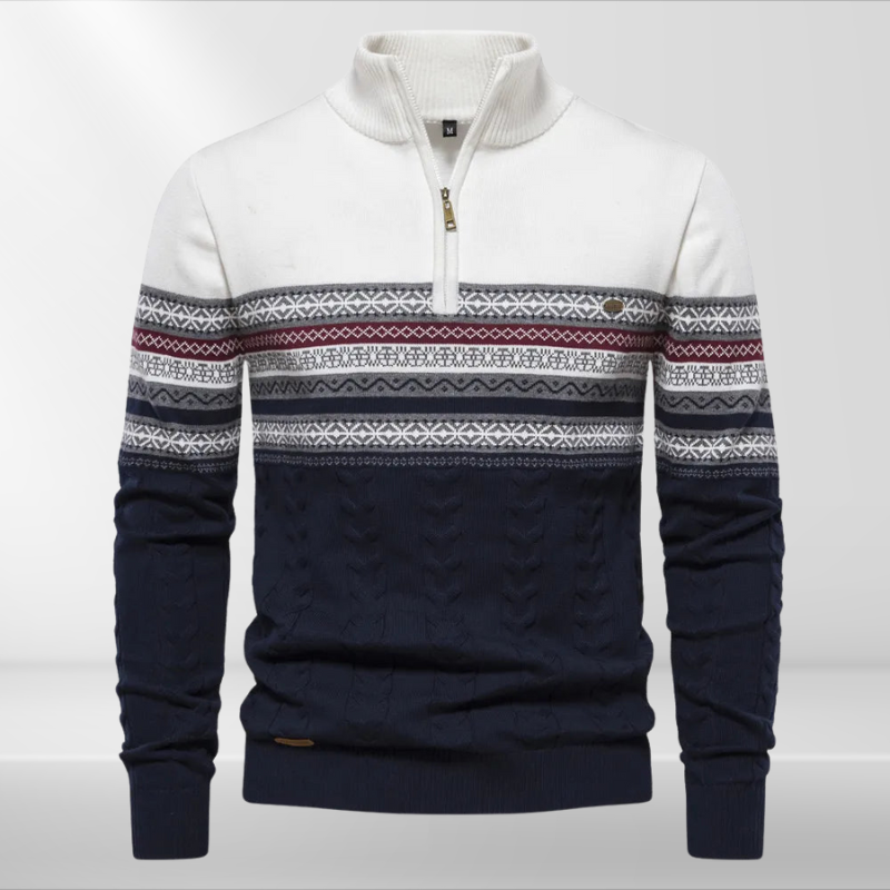 Herren Pullover mit Retro-Muster und Stehkragen