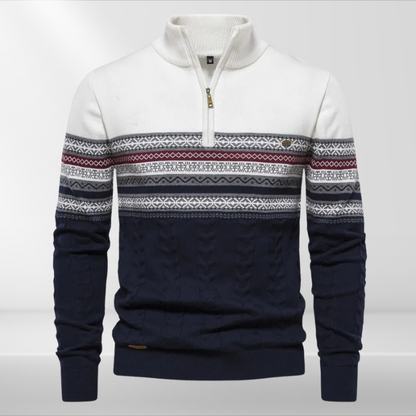 Herren Pullover mit Retro-Muster und Stehkragen