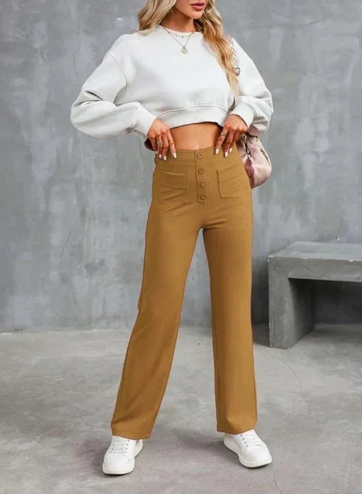 Damen Casual Hohe Taille Stretch-Hose