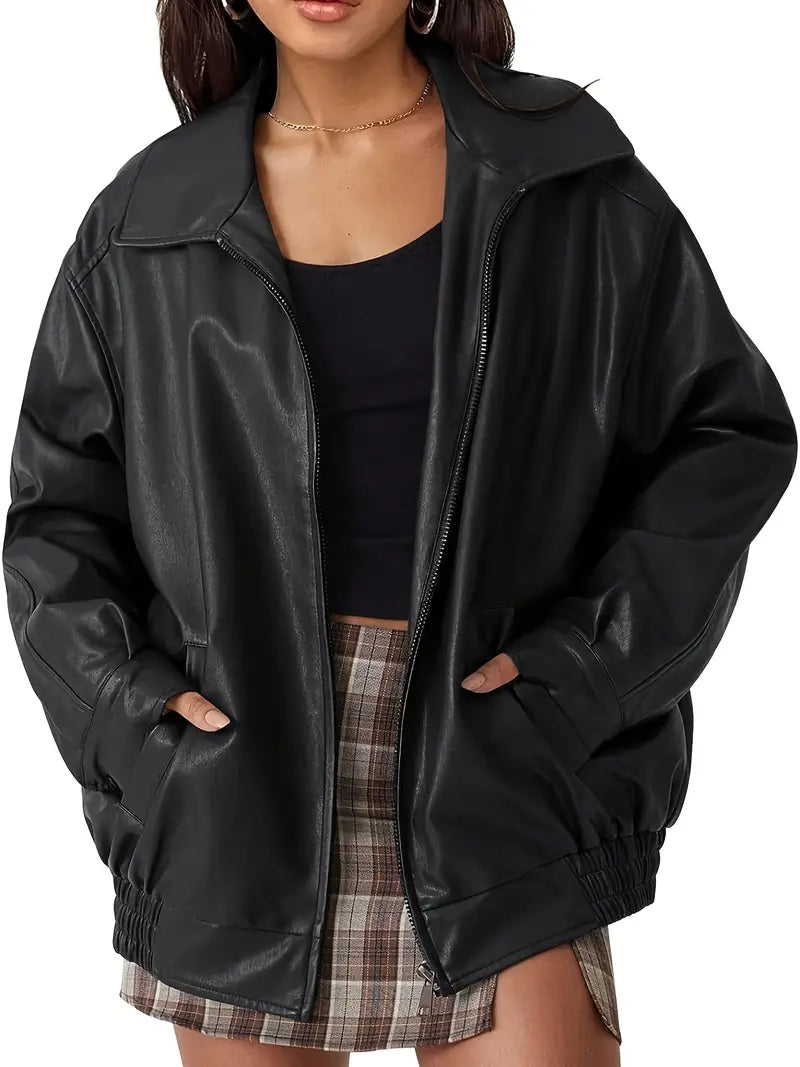 Lederjacke mit Reißverschluss