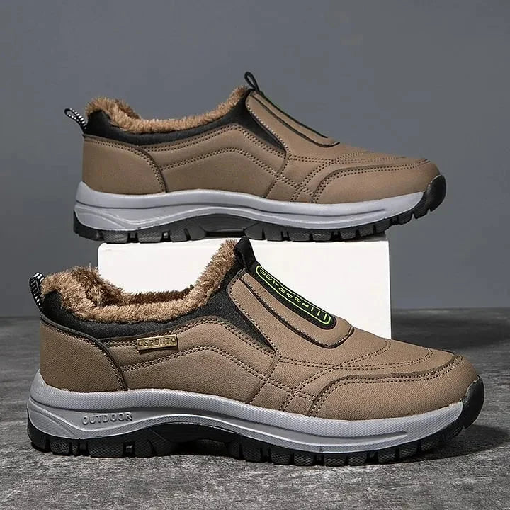 Men's Orthopedic Slip-On Winter Walking Shoes - Fleece-Lined, Waterproof & Anti-Slip Rubber Sole