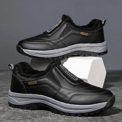 Men's Orthopedic Slip-On Winter Walking Shoes - Fleece-Lined, Waterproof & Anti-Slip Rubber Sole