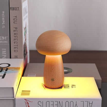 Holz Pilz Tischlampe