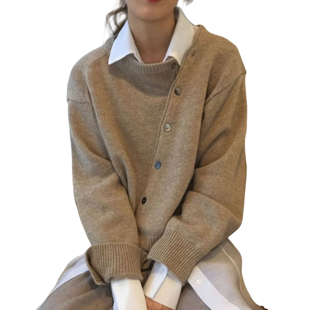 Damen Strickcardigan mit V-Ausschnitt und Knopfleiste
