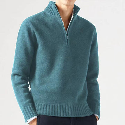 Bequemer und stilvoller Herrenpullover mit halbem Reißverschluss
