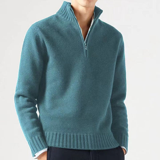 Bequemer und stilvoller Herrenpullover mit halbem Reißverschluss