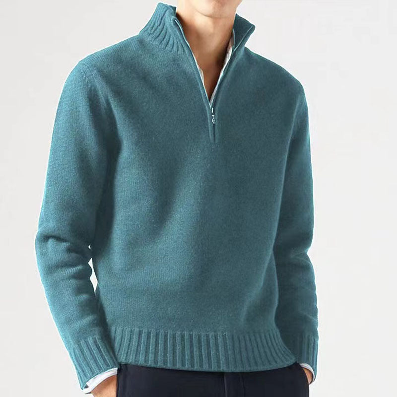 Bequemer und stilvoller Herrenpullover mit halbem Reißverschluss