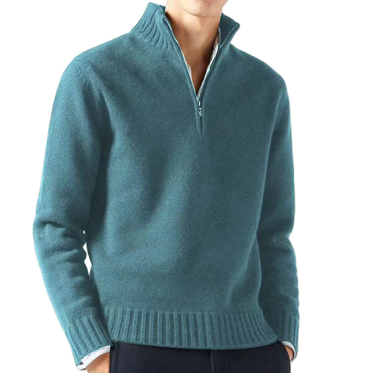Bequemer und stilvoller Herrenpullover mit halbem Reißverschluss