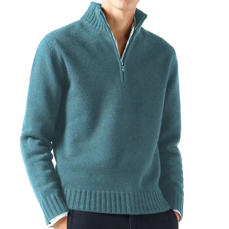Bequemer und stilvoller Herrenpullover mit halbem Reißverschluss