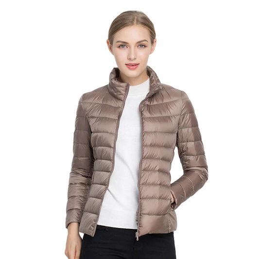 Leichte Damen-Daunenjacke mit Stehkragen für Frühling und Übergangszeit