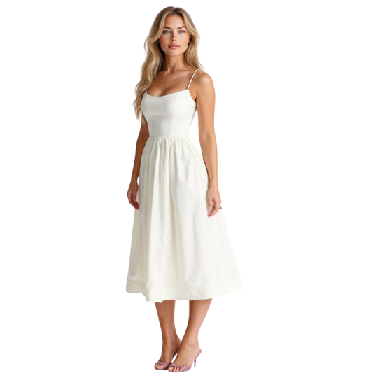 Midikleid mit Spaghettiträgern