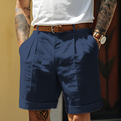 Herren Leinen-Shorts mit Bundfalte