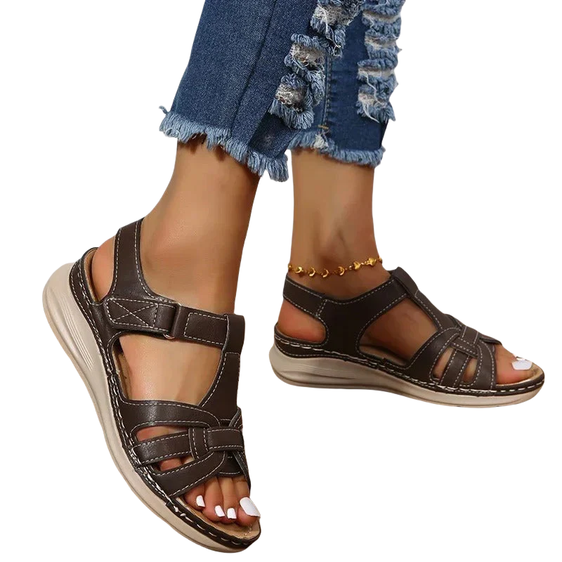 Damen Sandalen mit Klettverschluss und gepolsterter Sohle