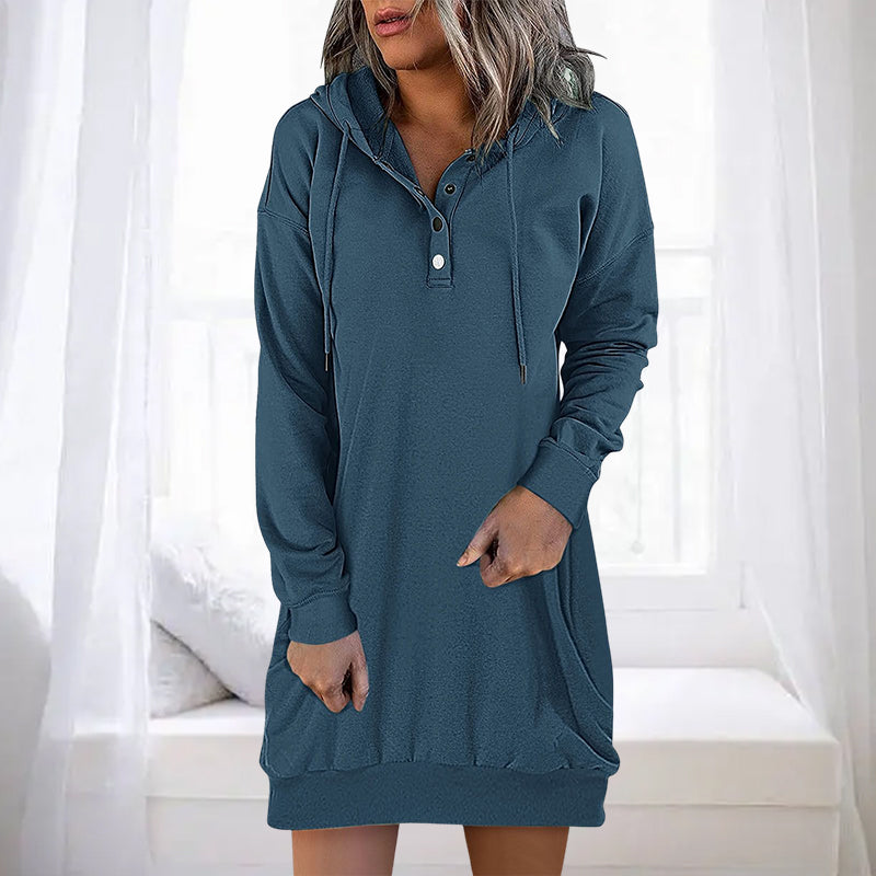 Damen Long Hoodie mit Kapuze im minimalistischen Stil