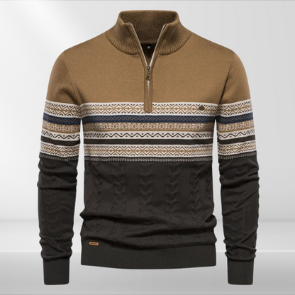 Herren Pullover mit Retro-Muster und Stehkragen