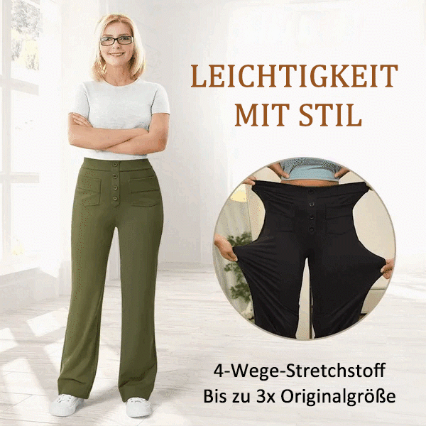 Damen Casual Hohe Taille Stretch-Hose