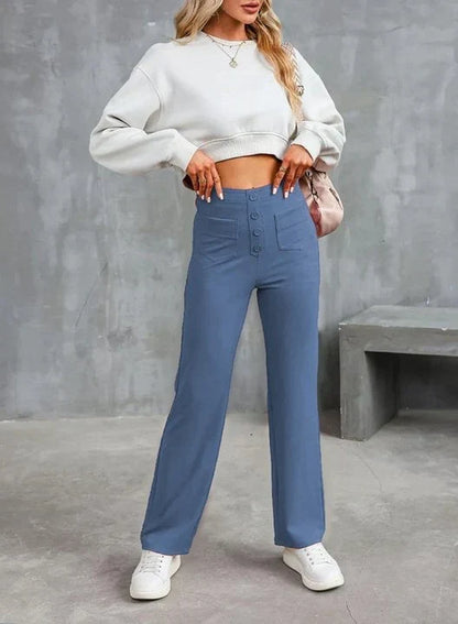 Damen Casual Hohe Taille Stretch-Hose